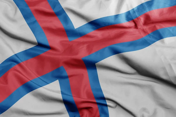 Sventolando Colorata Bandiera Nazionale Delle Isole Faroe Macro Tiro Illustrazione — Foto Stock