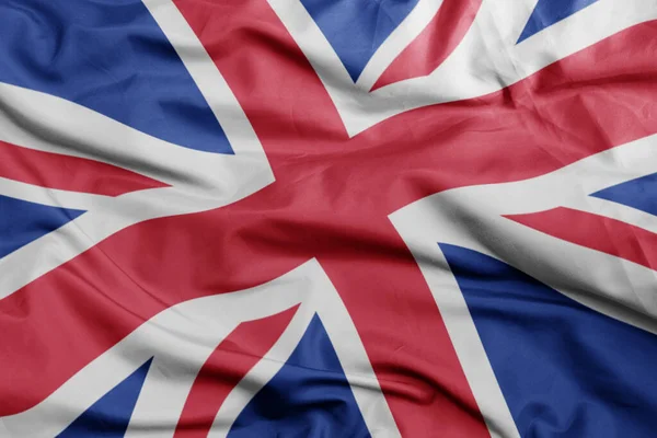 Waving Colorful National Flag Great Britain Macro Shot Illustration — Stock Photo, Image