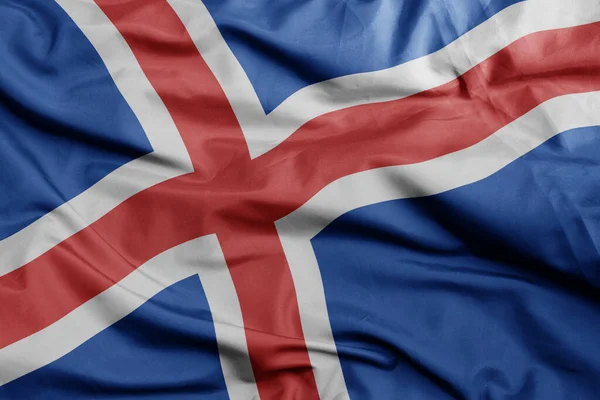 アイスランドのカラフルな国旗を振って マクロショット 3Dイラスト — ストック写真