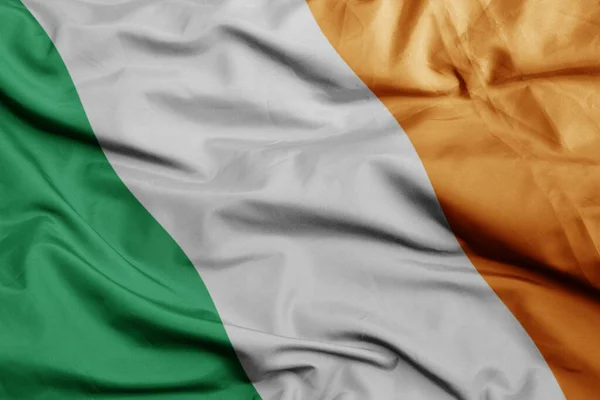 Schwenken Bunte Nationalflagge Irlands Makroaufnahme Illustration — Stockfoto