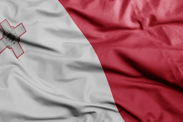 Sventolando Colorata Bandiera Nazionale Malta Macro Tiro Illustrazione — Foto Stock
