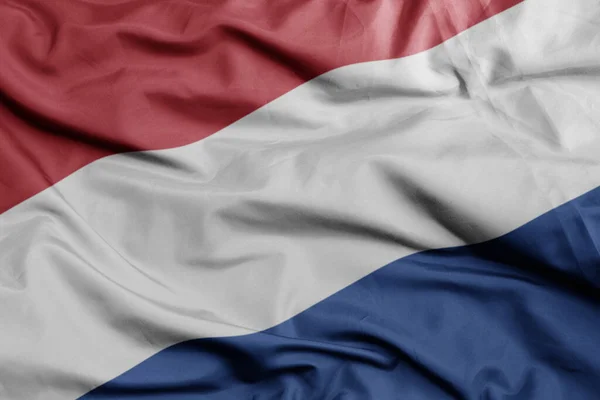 Waving Colorful National Flag Netherlands Macro Shot Illustration — Stock Photo, Image