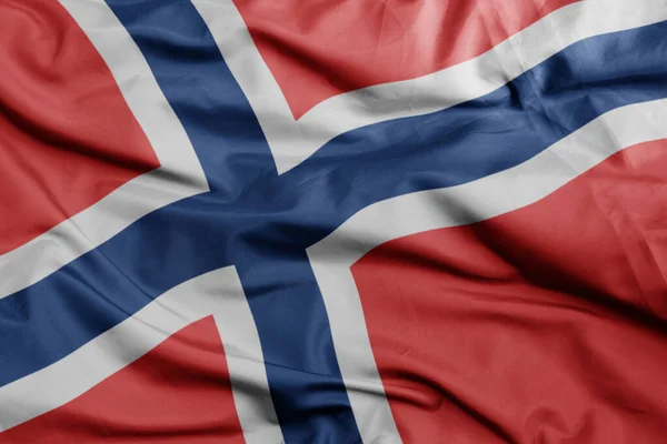 Viftande Färgglada Nationella Flagga Norge Macro Skott Illustration — Stockfoto