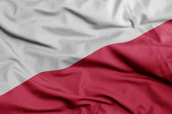 Waving Colorful National Flag Poland Macro Shot Illustration — Stock Photo, Image
