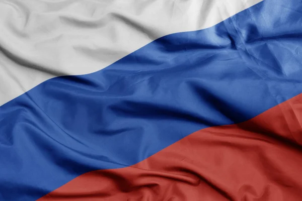 Розмахуючи Барвистим Національним Прапором Росії Macro Shot Ілюстрація — стокове фото
