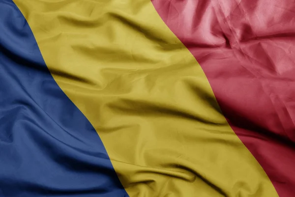 Viftande Färgglada Nationella Flagga Romania Makro Skott Illustration — Stockfoto