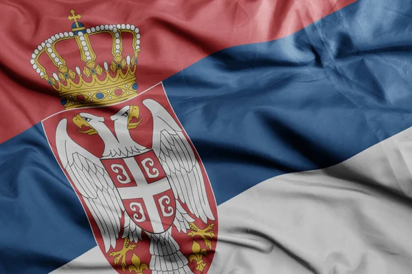 Viftar Med Färgglada Nationella Flagga Serbiska Macro Skott Illustration — Stockfoto