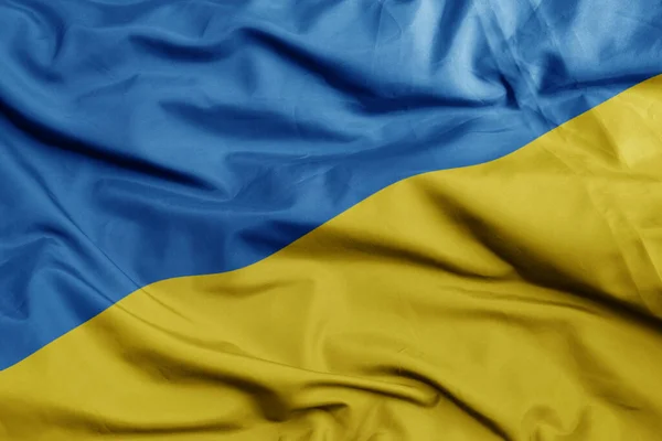 Waving Colorful National Flag Ukraine Macro Shot Illustration — Stock Photo, Image