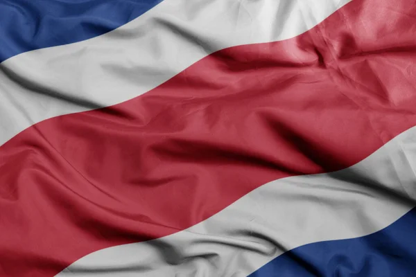 Acenando Bandeira Nacional Colorido Costa Rica Macro Tiro Ilustração — Fotografia de Stock