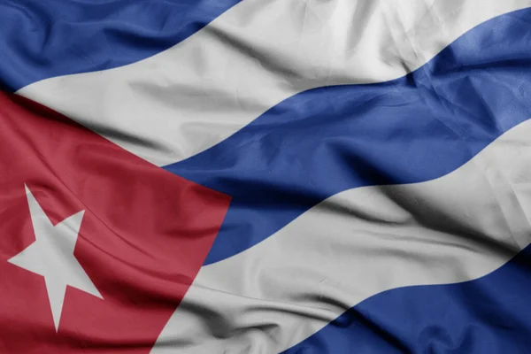 挥动着五彩缤纷的古巴国旗 3D插图 — 图库照片