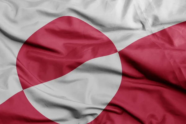 Mává Barevnou Národní Vlajkou Grónska Makro Záběr Ilustrace — Stock fotografie