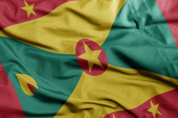 Machanie Kolorową Flagą Narodową Grenady Macro Shot Ilustracja — Zdjęcie stockowe