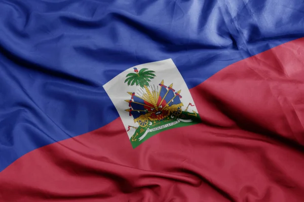 Viftande Färgglada Nationella Flagga Haiti Macro Skott Illustration — Stockfoto