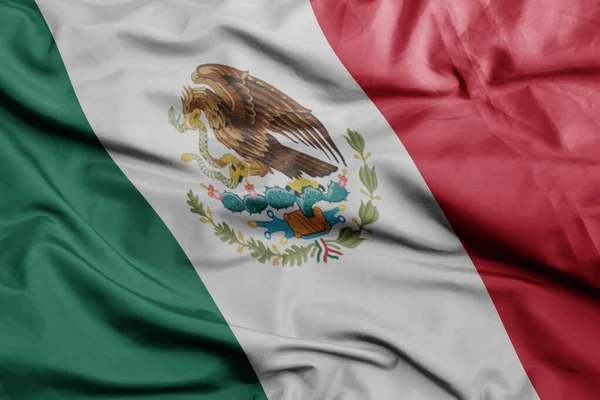 挥动着五彩缤纷的墨西哥国旗 3D插图 — 图库照片