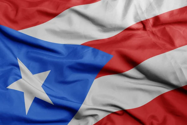Machanie Barwną Flagą Narodową Puerto Rico Macro Shot Ilustracja — Zdjęcie stockowe