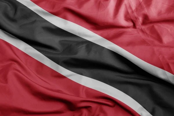 Ondeando Colorida Bandera Nacional Trinidad Tobago Macro Disparo Ilustración — Foto de Stock