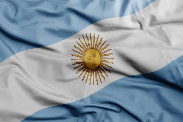 Machanie Barwną Flagą Narodową Argentiny Macro Shot Ilustracja — Zdjęcie stockowe