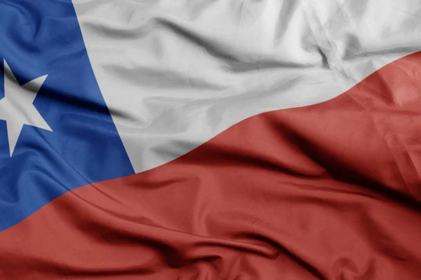 Viftande Färgglada Nationella Flagga Chile Macro Skott Illustration — Stockfoto