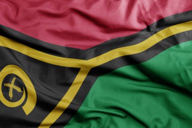 Vanuatu 'nun renkli ulusal bayrağını sallıyordu. 3B illüstrasyon