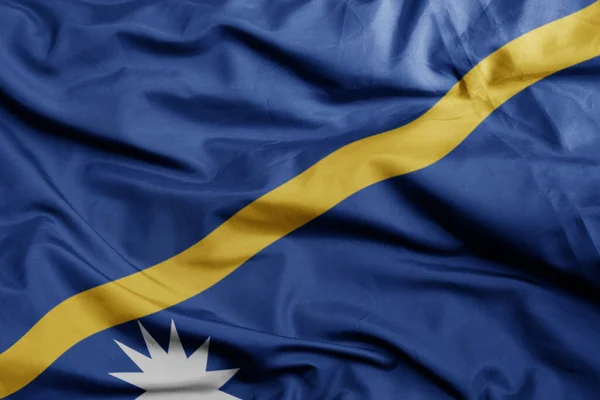 Ondeando Colorida Bandera Nacional Nauru Macro Disparo Ilustración — Foto de Stock