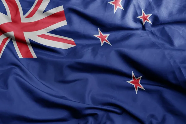 Acenando Bandeira Nacional Colorido Nova Zelândia Macro Tiro Ilustração — Fotografia de Stock