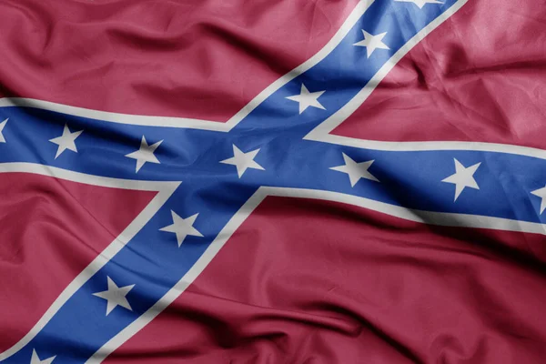 Waving Colorful Confederate Jack Flag Macro Shot Illustration — Stock Photo, Image