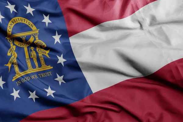 Размахивая Красочным Флагом Джорджии State Macro Выстрел Иллюстрация — стоковое фото