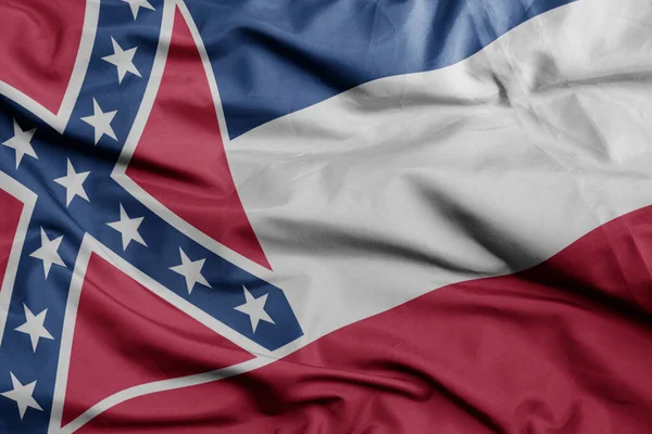 Acenando Bandeira Colorida Mississippi State Macro Tiro Ilustração — Fotografia de Stock