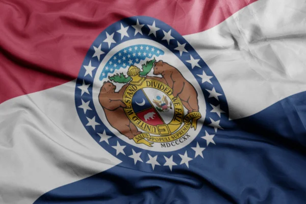 ミズーリ州のカラフルな旗を振って マクロショット 3Dイラスト — ストック写真