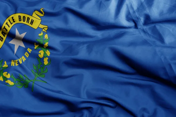 Zwaaiende Kleurrijke Vlag Van Nevada State Macro Schot Illustratie — Stockfoto