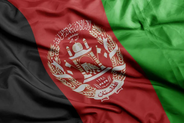 Zwaaiende Kleurrijke Nationale Vlag Van Afghanistan Macro Schot Illustratie — Stockfoto