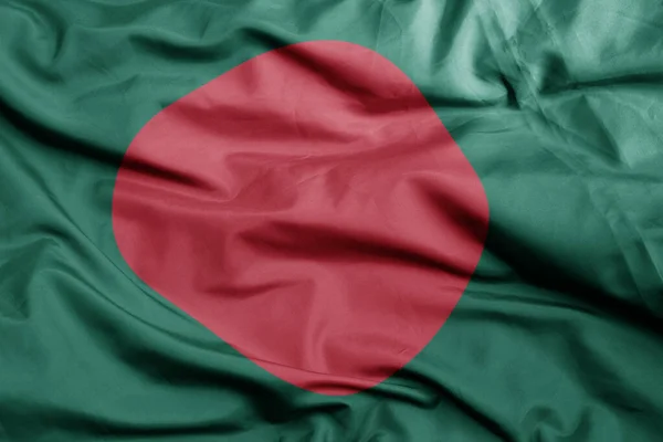 Zwaaiende Kleurrijke Nationale Vlag Van Bangladesh Macro Schot Illustratie — Stockfoto