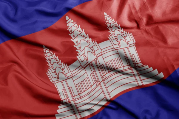Das Schwenken Der Farbenfrohen Nationalflagge Kambodschas Illustration — Stockfoto