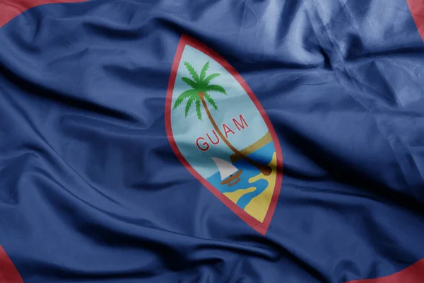 Zwaaiende Kleurrijke Nationale Vlag Van Guam Macro Schot Illustratie — Stockfoto