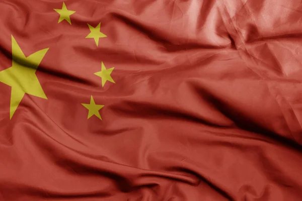 Размахивая Красочным Национальным Флагом Китая Macro Выстрел Иллюстрация — стоковое фото