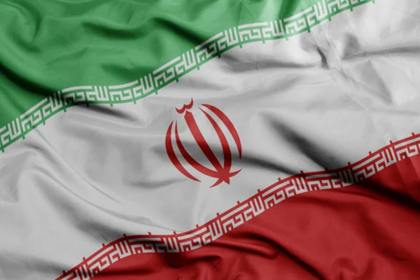 Sventolando Bandiera Nazionale Colorata Iran Macro Shot Illustrazione — Foto Stock