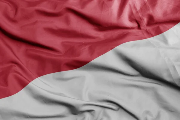 インドネシアのカラフルな国旗を振って マクロショット 3Dイラスト — ストック写真