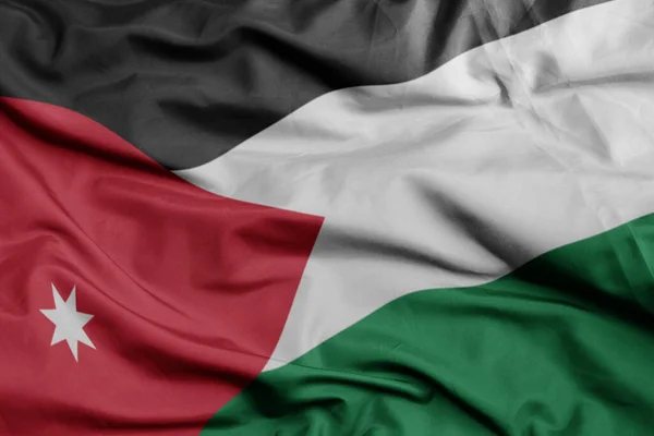 Jordan Makro Vuruşunun Renkli Ulusal Bayrağını Sallıyordu Illüstrasyon — Stok fotoğraf