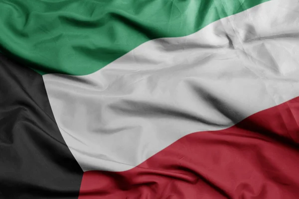 Lengeti Színes Nemzeti Zászló Kuwait Makró Lövés Illusztráció — Stock Fotó