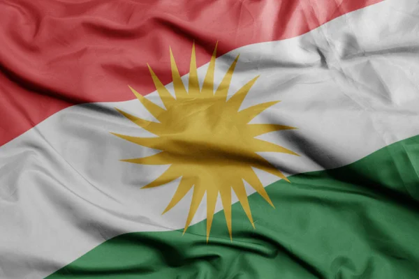 Размахивая Красочным Национальным Флагом Курдистана Иллюстрация — стоковое фото