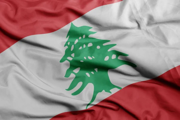 Размахивая Красочным Национальным Флагом Либанон Макро Выстрел Иллюстрация — стоковое фото