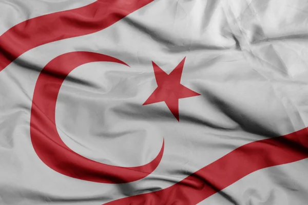 Acenando Bandeira Nacional Colorido Norte Cyprus Macro Tiro Ilustração — Fotografia de Stock