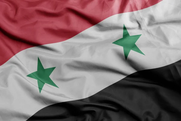 Sventolando Colorata Bandiera Nazionale Syria Macro Tiro Illustrazione — Foto Stock