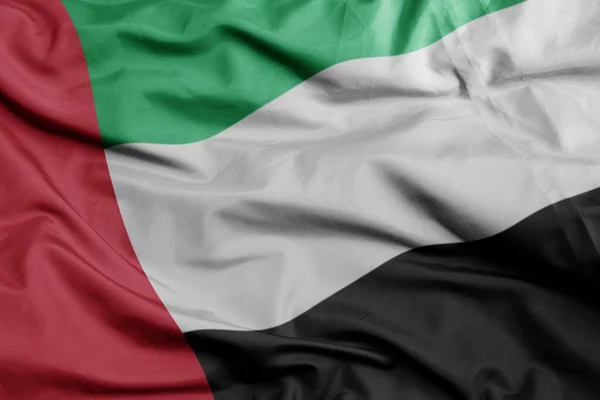 Ondeando Colorida Bandera Nacional Emiratos Árabes Unidos Macro Disparo Ilustración —  Fotos de Stock