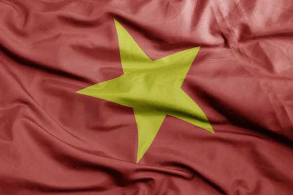 ベトナムのカラフルな国旗を振って マクロ撮影 3Dイラスト — ストック写真