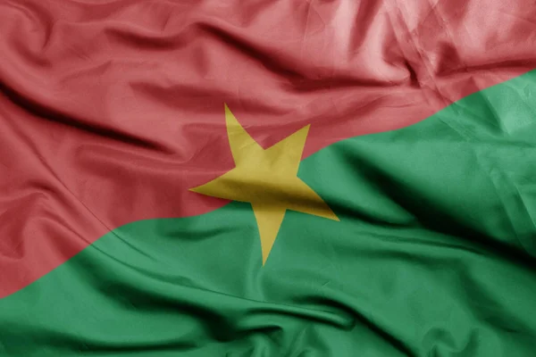Ondeando Colorida Bandera Nacional Burkina Faso Macro Disparo Ilustración — Foto de Stock