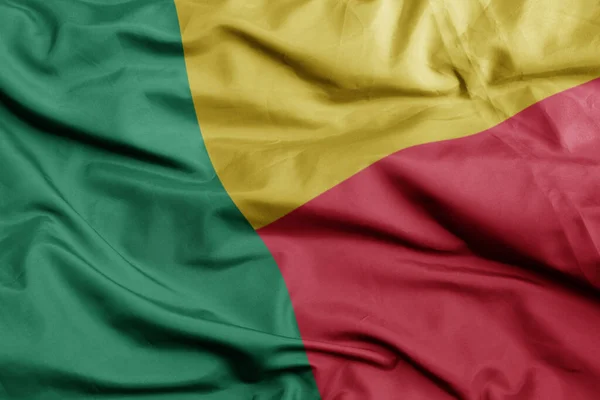 Waving Colorful National Flag Benin Macro Shot Illustration — Stock Photo, Image