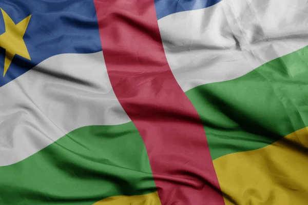 挥动着中部非洲共和国五彩缤纷的国旗 3D插图 — 图库照片