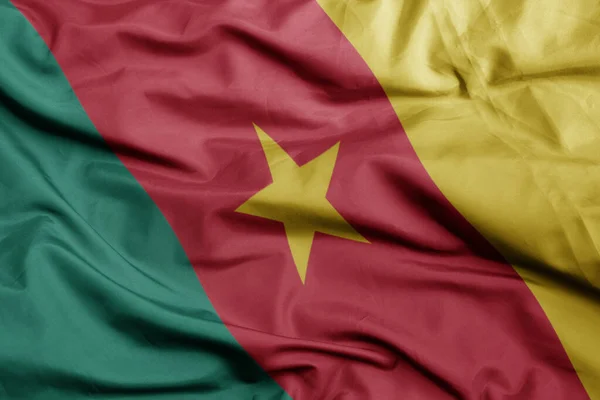 Waving Colorful National Flag Cameroon Macro Shot Illustration — Stock Photo, Image