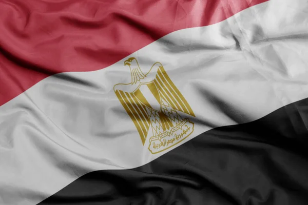 Sventolando Bandiera Nazionale Colorata Egitto Macro Tiro Illustrazione — Foto Stock